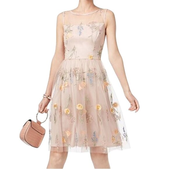 Jessica Howard Stunning Tulle Overlay Floral Embroidered Fairy Dress Size 10 - Picture 1 of 9